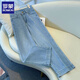 Lomon Summer Blue Light Blue Nine Point Version étroite Jeans droits pour les femmes 2025 Nouveau pantalon large largeur à patte haute Light Blue_Nine-Point L [suggéré 105-115jin [Jin est égal à 0,5 kg]]]