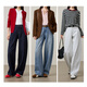 
Yiyang scimitar jeans for women in 2025 Autumn New Slim Banana Harlen Dad Pants Dark Blue 28