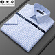 Magasin phare officiel de Yager 100% coton à manches courtes en coton pur pour hommes usages professionnels décontractés haut de gamme d'été sans repasser la chemise blanche DX6624 [Purple Pinsstripe] 44 [suggéré 180-195jin [Jin équivaut à 0,5 kg]]]