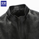 
ROMON men's leather jacket 2025 autumn new trendy stand collar imitation leather jacket windproof motorcycle clothing men's clothing black XL (175)