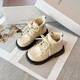 Boots Martin pour enfants Chaussures en cuir court 2024 Automne et hiver Nouveau style britannique Boots célibataires noirs Boy plus velours deux chaussures de coton Doudouya / DDY687 noir 34