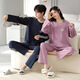 Yalu autumn and winter couple pajamas set Korean casual men and women long sleeves trousers two-piece round neck home clothes 9923 men/9924 women M women (suggested 75-95 Jin [Jin equals 0.5 kg])