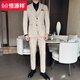 Hengyuanxiang men's lapel collar two-button suit three-piece handsome groom wedding dress host stage performance suit black XL 52