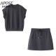 Viaino Flagship Store 2025 Sommer neuer Sportrock kurzärmelig T-Shirt Top Set für Frauen 9215 Rauchgrauanzug 9215 s