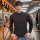 American fitness slim long-sleeved t-shirt for men in autumn new zipper sports sweatshirt for men trendy versatile tops for men dark gray XL recommended 120-140Jin Jin equals 0.5 kg