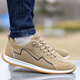 Paul Camel Chaussures pour hommes printemps et été 2025 Nouveaux chaussures de panneau de cuir respirant et anti-odor Chaussures en cuir Forrest Gump Running Sports Chaussures tendance aw9902 Modèle de tissu bleu 38 taille unique petite taille petite
