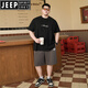 Jeep Spirit American Casual Großgröße Reine Baumwolle kurzärmelig T-Shirt Herren Sommermodemarke Ins Fat Man losen plus Fett plus großer runder Nacken halbärmelig A6627-weiß 2xl (empfohlen 140-160jin [Jin gleich 0,5 kg]))