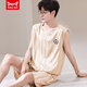 Catman (Miiow) Sommereis-Seiden-Pyjamas für Jugendliche dünne extra große Größe Herrenweste ärmellose Shorts Home Clothing Set 9902 ICE SILD M MEN'S STYLE 80-100JIN [Jin gleich 0,5 kg]