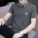 JEEP SPIRIT high-end trendy brand bead floor cotton embroidered Polo shirt men's slim short-sleeved T-shirt summer lapel top breathable half-sleeved S5012 model blue L suitable for 115-130Jin [Jin equals 0.5 kg]