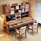 Kao solid wood double desk bookcase integrated office computer desk student living room study table 828#1.8m