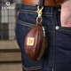 Känguru (Känguru) handgefertigtes Retro Leder -Schlüsselbeutel Herrenkopfschicht Cowhide Wechseln Schlüsseltaschen Taille Hanging Rugby Key Bag Trendy Geschnitztes elegantes Schwarz