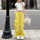 
Casual simple dopamine wear work pants for women in spring and summer drawstring hip-hop thin style wide-leg floor trousers MY-687 black L