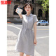 
Hengyuanxiang high-end cotton and linen dress for women summer casual new large size slim temperament small linen belt shirt skirt blue L 100Jin [Jin equals 0.5 kg]-115Jin [Jin equals 0.5 kg]
