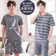 Мужская пижама Mu Fengqing Summer Shorked Shorts Новый подросток хлопок плюс жир плюс размером среднего возраста набор домашней одежды Summer HD9928 [Новый набор] L [Вес 100-125 JIN [JIN равно 0,5 кг]]