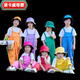 Lingka Qi boys and girls candy colored overalls trousers suit dopamine chorus cheerleading dance performance class uniform SH-002 yellow long overalls 120