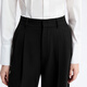 DEEP BREATH Women's High Waist Pleat Straight Formal Suit Pants Women A100414 Black 2XL (6)