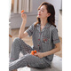 Victoria's style pajamas summer women's cotton short-sleeved trousers spring and autumn red plaid middle-aged mother's large-size home clothing FTX-9923 M - Recommended 80-95Jin [Jin equals 0.5 kg]