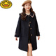 
G.DUCKKIDS girls woolen coat autumn and winter children's woolen coat medium-length college style new fashionable girls children's clothing girl navy blue cotton size 160 size height 150-155cm 12-13 years old