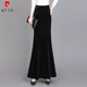 Pierre Cardigan long gold velvet skirt fishtail skirt spring draping effect slimming tall women hip-covering long skirt showing temperament black 2XL 140-155