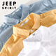 JEEP SPIRIT男士亚麻翻领短袖t恤宽松衬衫领上衣服有带领T棉麻料体恤麻布夏装 yunyi-9711蓝色 3XL