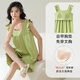 Yalu pure cotton pajamas for women in summer with chest pad suspender shorts vest full cotton sweet casual home clothing set 6167-1 No wear bra Cool and comfortable M Recommended 80-100Jin [Jin equals 0.5 kg]