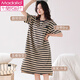 Camisón modal con almohadilla para el pecho para mujeres 2025 Nuevo algodón puro de verano Pajamas de pijama de longitud media de manga corta de manga corta con almohadilla de cofre 14108 M 160 Peso recomendado 80-100 Jin [Jin es igual a 0,5 kg]