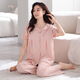 MUJI COM无印muji短袖长裤带胸垫睡衣女夏季纯棉可外穿夏天薄款套装家居服 Z693嫩绿(带胸垫) M 建议80-105斤