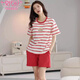 
Modal pajamas ladies summer 2024 new pure cotton shortsleeved shorts two-piece suit summer striped home clothes can be worn outside Z9856 M [recommended to wear 80-100Jin [Jin equals 0.5 kg]]