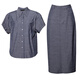 Roeyshouse Luoyi Camisa retro casual Traje 2025 Summer NUEVA FALLA COLOR SOLIDA SET SET DOS PIEZAS 12398 Denim azul XL