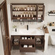 Kohler 16855 bathroom cabinet ceramic integrated basin 75/85/95/105/115 bathroom hand wash basin cabinet combination 75CM walnut pendant cabinet + intelligent comprehensive mirror cabinet combination (