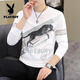 Playboy (Playboy) 2025 Frühlings- und Herbst-New-Männer-Langarm-T-Shirt Kleines Hemd Personalisiertes europäisches Sweatshirt-Basis-Hemd Plus-Größe Herren-Top [Frühling und Herbst] 6628 Black Dünn M 90-115jin [Jin gleich 0,5 kg]