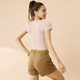 Victoria Traveler Sports T-shirt Women's Yoga Short Sleeve Top Pilates Training Fitness Summer With Chest Pad Hollow Running Suit Powder XL