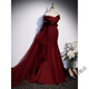 Zhenji burgundy fishtail evening dress female bel canto solo vocal art test toast annual meeting host one-shoulder light wedding dress burgundy M