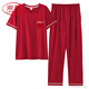 Langsha Light Luxury High-End-Sommer-Baumwoll-Pyjamas für Frauen kurzärmelige Hosen rot große Frauenstil für halbärmelige Hauskleidung Spring Lake Blue 7374 2xl empfohlen 130-150jin [Jin gleich 0,5 kg]