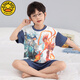 G.Duckkids Kinderpyjama Jungen Sommer reines Baumwolldünne kurzärmelige Jungen Big Children Sommer Teenager-Studenten Home Clothing Set TN695 Milchdrache [Hauptbildmodell] 130 14 Größe [130 High/50jin [Jin entspricht etwa 0,5 kg]]]