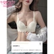 莫代尔无痕内衣女小胸聚拢显大防下垂收副乳新款白色平胸专用文胸罩套装 白色-套装 75A 34B
