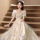 Li Baixin champagne color evening dress women's banquet French light luxury niche temperament high-end sense princess student adult ceremony art test champagne color M recommended 90-100Jin Jin is equal to 0.5 kg