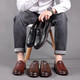 
Yierkang official website leather shoes men's 2025 new men's shoes spring and summer breathable business casual shoes soft leather cowhide tendon sole single shoes Doudou 6198 new khaki_rubber sole 39