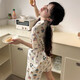 Korean version of ugly fish Hanton pajamas for women in summer thin home clothes, short sleeves, short trousers, cartoon cute three-piece suit KK14107 [no eye mask] L [recommended 100-120 Jin [Jin equals 0.5 kg]]