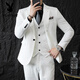 Playboy (PLAYBOY) suit men's three-piece casual large size suit jacket slim Italian formal groom handsome wedding dress white suit + trousers + vest 7XL