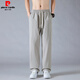 皮尔卡丹（pierre cardin）男士冰丝裤子2025夏季薄款透气速干直筒裤卡其宽松垂感弯刀休闲裤 军绿色6636 4XL