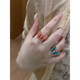 QUAMER ancient imitation enamel colorful butterfly ring for women inlaid with zircon ring as a birthday gift for girlfriend and wife blue butterfly ring-opening