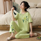 2025年新款棉睡衣女夏短袖套国风可爱夏七分裤卡通休闲家居服 9904 XL 【120-140斤】