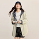 Xishi Sllsky kontrastierende Farbplaid mit Kapuze-Windbreaker-Jacke für Frauen 2025 Herbst Neue High-End-Lose-Casual-Jacke für Frauen Licht Khaki L.