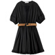 
Chamdora Bohemian pure cotton tied V-neck dress for women summer ruffled rotator sleeves A-line skirt romantic midi skirt