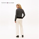 TOMMY HILFIGER [Circh Texture] 25 new autumn and winter women's striped sweater solid color round neck knitted cardigan [Striped Circh] Black and white striped BDS XS (recommended: 100 Jin [Jin equals 0.5 kg] or less)