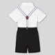 Goku Kinderanzug Set Jungen hübsches kleines Jungen Blumenmädchen Host Bühne Performance-Kleid schwarze Shorts + weißes Hemd + schwarze Fliege + Riemen 110 Empfohlenes Gewicht 30-37 Jin [Jin gleich 0,5 kg]