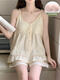 
Modal pajamas with chest pad for women for summer simple pure cotton 2025 new sexy suspender home clothing set sweet and can be worn outside 449_9904# suspender set bean paste with chest pad M