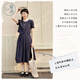 Zihan (ZIHAN) Zihan lace round neck puff sleeve top high waist pleated half length skirt two-piece suit for women 2025 summer new style dark navy S