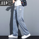 JEEP SPIRIT莱赛尔天丝牛仔裤男款夏季薄款宽松直筒阔腿裤凉感透气休闲长裤子 蓝色1048 M (约90-115斤可穿)